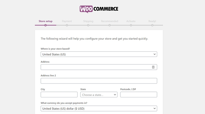 WooCommerce 设置向导